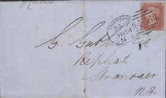 83499 - LIVERPOOL SPOON (RA15) ON COVER. 1854 letter Liverpool to S...