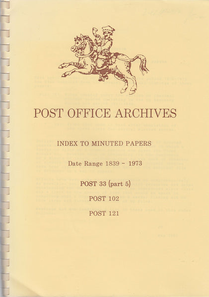 83551 - POST OFFICE ARCHIVES: INDEX TO MINUTED PAPERS: DAT...