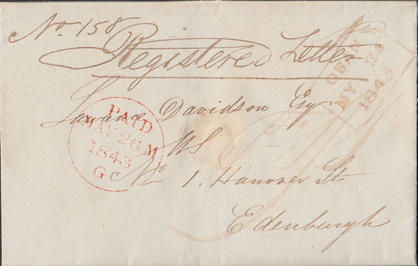 83965 1843 REGISTERED MAIL EASDALE, SLATE ISLANDS, SCOTLAND TO EDINBURGH.