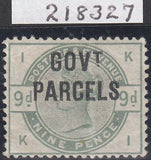 84017 - 1883 9D DULL GREEN GOVT PARCELS (SG063/SG195). A g...