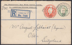 84038 - 1910 MINING ENVELOPE. Envelope sent registered mai...