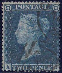 84081 - 2D BLUE PL.6 (AJ) L.C.16 (SG36a). A very fine used 1858 2d blue