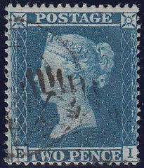 84086 - 2D BLUE PL.6 (EI) L.C.16 (SG36a). A fine to very fine used 1858 2d blue pl.6 L.C.16. (SG36a)