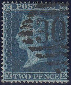 84097 1858 2D BLUE PL.6 L.C.16 (SG36a)(MK).