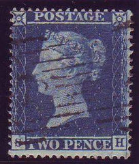 84113 - 2D BLUE PL.6 (SH) L.C.16 (SG36a). A very fine used 1858 2d blue pl.6 L.C.16 (SG36a)