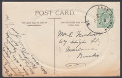 84195 - 1910 'EAST DULWICH/SE' SKELETON DATE STAMP. Post card to Marlow Bucks