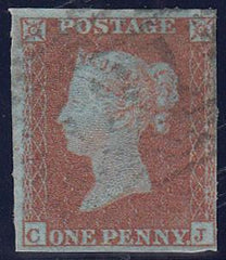 84332 - PL.135 (CJ)(SG8). Good used 1852 1d pl.135 (SG8) lettered CJ