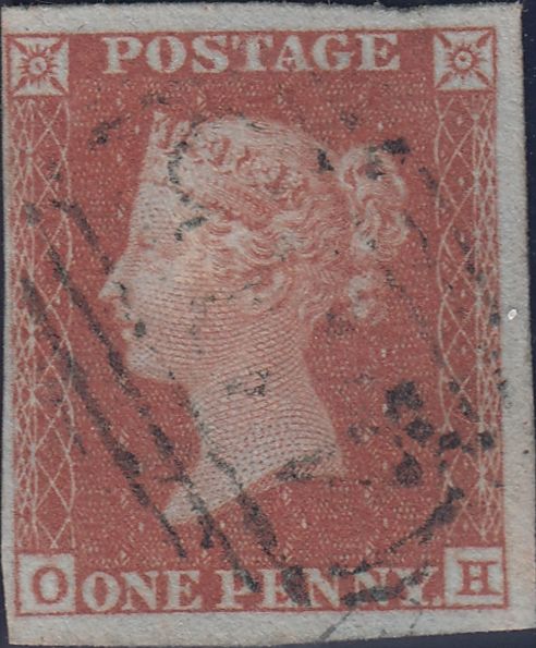 84345 - PL.136 (OH)(SG8). Good to fine used 1852 1d pl.136 (SG8) lettere...