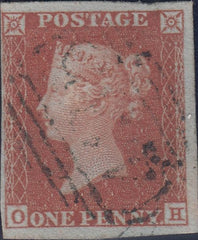 84345 - PL.136 (OH)(SG8). Good to fine used 1852 1d pl.136 (SG8) lettere...