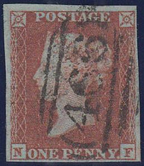 84357 - PL.138 (NF)(SG8). Fine used 1852 1d pl.138 (SG8) lettered NF