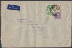 84423 CIRCA 1942 KGVI MAIL LONDON TO AUSTRALIA WITH 2/6D YELLOW-GREEN (SG476b). Large envelope (230x150mm) London to Melbourne, Aus...