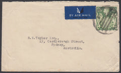 84451 - KGVI MAIL LONDON TO AUSTRALIA 2/6D YELLOW-GREEN (SG476b). Undated envelope London to Sydney, Australia with KGV...