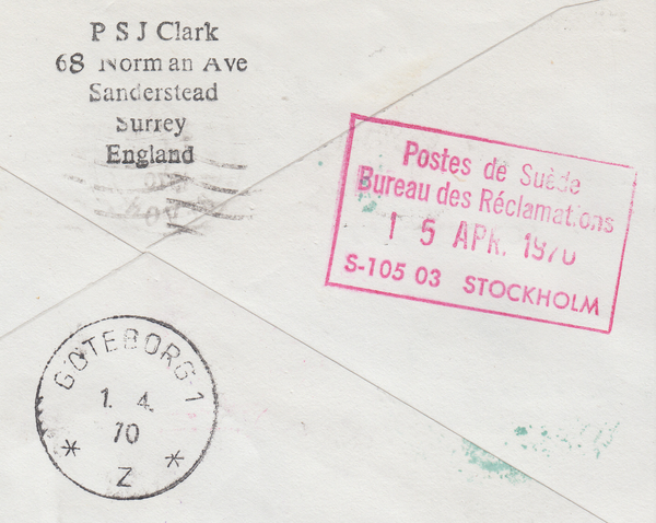 84523 - 1970 envelope Bideford Devon to Hamburg with 4d Co...