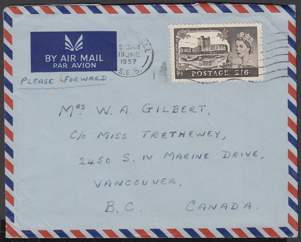 84667 - 1957 airmail envelope London to Vancouver Canada w...