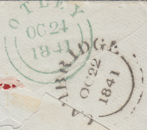 84686 - PL.9(NL) IN RED (SG7) ON COVER. 1841 envelope Camb...
