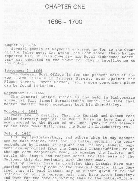 84789'POST OFFICE NOTICES: EXTRACTED FROM THE LONDON GAZETTE 1666-1800'by Haslam and Moreton.