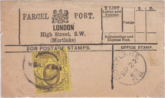 85187 - PARCEL POST LABEL. 1903 label LONDON High Street S...