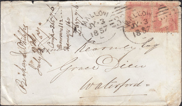 85254 - MALLOW SPOON IRISH TYPE (RA41). 1857 envelope (rea...
