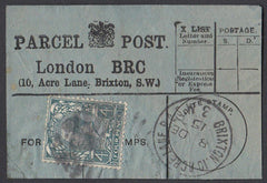 85356 - PARCEL POST LABEL. 1915 blue label LONDON BRC (10 ...