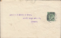 85376 - 1919 ENVELOPE GLASGOW TO LANARK MADE FROM WRAPPING PAPER. Envelope G...