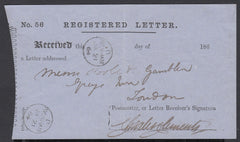 85440 - NORFOLK. 1864 registered letter receipt concerning...
