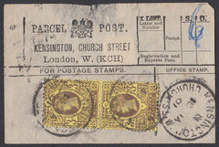 85458 - PARCEL POST LABEL. 1901 label KENSINGTON, CHURCH S...