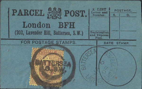 85462 1909 PARCEL POST LABEL.