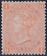 85505 - 1865 4D DULL VERMILION PL.`14 (SG93)(HI) UNUSED FINE O.G. A fine unused example 1865 4d dull vermilion pl.14 (SG93) a fine large p...