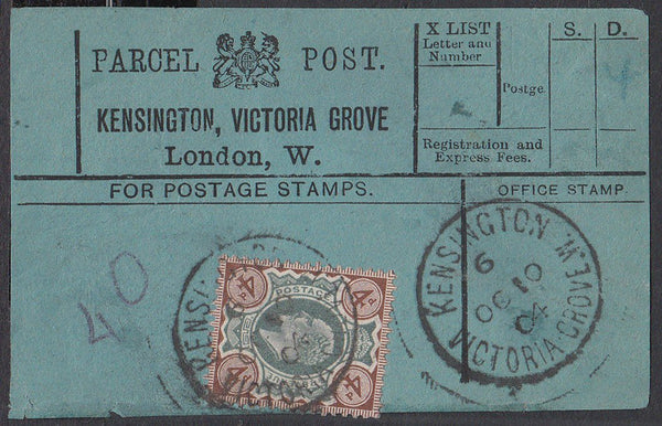 85549 - PARCEL POST LABEL. 1904 blue label, KENSINGTON, VI...
