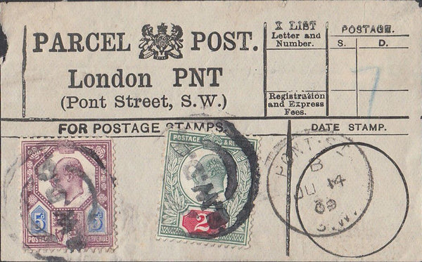 85551 1909 PARCEL POST LABEL.