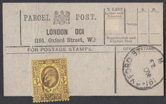 85552 - PARCEL POST LABEL. 1903 label LONDON OCI (191 Oxfo...