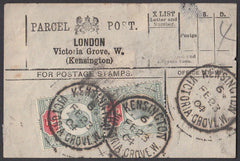 85557 - PARCEL POST LABEL. 1904 label LONDON, Victoria Gro...