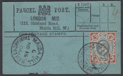 85561 - PARCEL POST LABEL. 1904 blue label LONDON MIC (113...