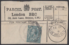 85576 - PARCEL POST LABEL. 1913 label LONDON BRC (10 Acre ...