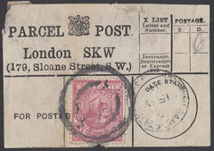 85581 - PARCEL POST LABEL. 1914 label LONDON SKW (179 Sloa...
