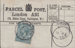 85583 - PARCEL POST LABEL. 1913 label LONDON ABI (24 Albio...