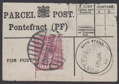 85632 - PARCEL POST LABEL. 1918 label Pontefract (PF) with...