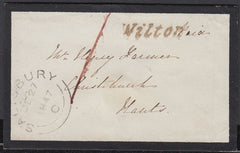 85710 - WILTSHIRE. 1847 mourning envelope Wilton to Christ...