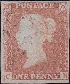 85774 PL.157 MATCHED PAIR 1852 1D IMPERF (SG8) AND 1854 1D PERF (SG17) LETTERED CK.