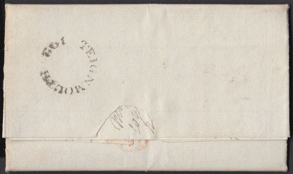 85911 - 1828 DEVON/'TEIGNMOUTH 192' MILEAGE MARK(DN1363). 1828 entire Teignmouth to Cheltenham dated ...