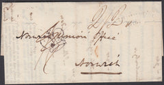 85944 - 1816 DEVON/'ASHBURTON 194' MILEAGE MARK(DN12)/INSPECTOR'S MARK. 1816 Health questionnaire Ashburton to Norwich dat...