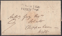 86028 1826 MAIL ORCHARD WYNDHAM (SOMS) TO CHIPPENHAM WITH 'TAUNTON/PENNY POST' HAND STAMP (SO807).