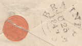 86084 1844 1D PINK ENVELOPE BRAINTREE TO LONDON WITH WAFER SEAL GOTHIC 'J'.