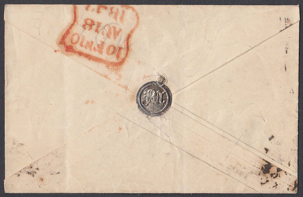 86088 1842 1D PINK ENVELOPE USED IN LONDON WITH SILVER WAFER SEAL GOTHIC 'M'.
