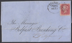 86108 - BELFAST/62 IRISH TYPE b SPOON ON COVER (RA13). 1858 entire Bel...
