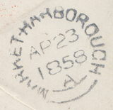86148 - 1858 NORTHAMPTON SPOON (ORIGINAL)(RA106) ON COVER. Envelope