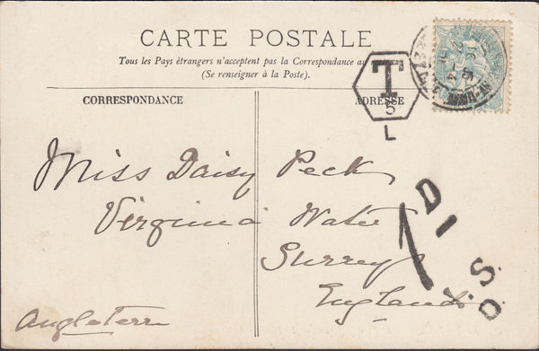 86162 - 1901 UNDERPAID MAIL FRANCE TO SURREY.