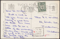 86261 - 1951 UNPAID MAIL. Postcard Bath to Twickenham, without postage...