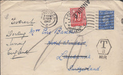 86386 - 1947 UNDERPAID MAIL UK TO SWITZERLAND.