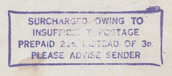 86386 - 1947 UNDERPAID MAIL UK TO SWITZERLAND.